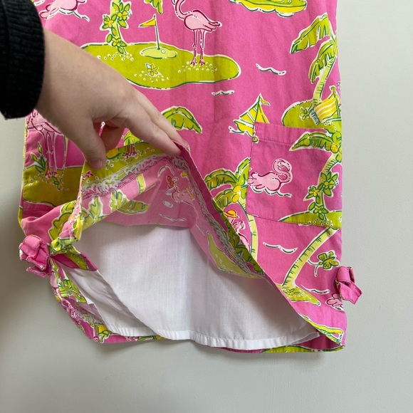 Lilly Pulitzer Vintage White Label Girls Island Flamingo Dress, Pink/Green, 8 - Picture 6 of 8